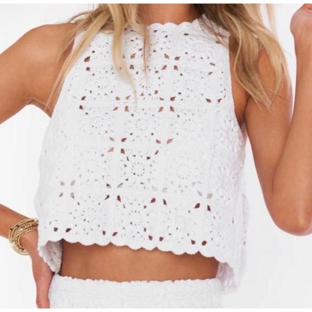 Show Me Your MuMu White Crochet Halter Crop Top